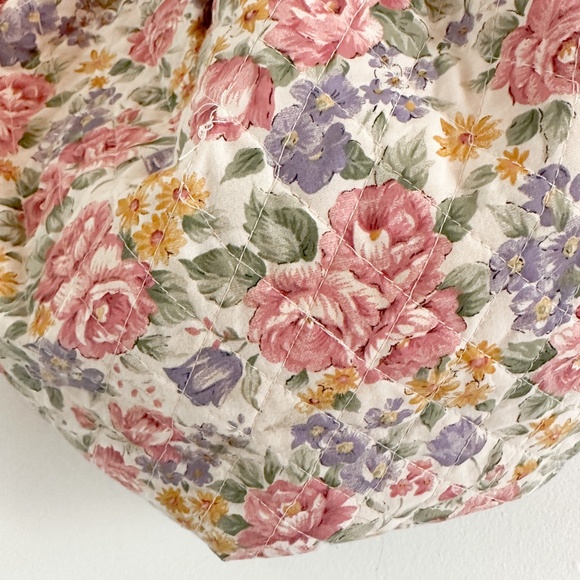 90s Floral Print Fabric Bag | Fully Lined with Pink Fabric - Picture 4 of 7